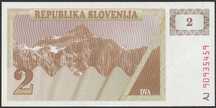 SŁOWENIA 2 tolary 1990 - seria AJ - stan bankowy UNC