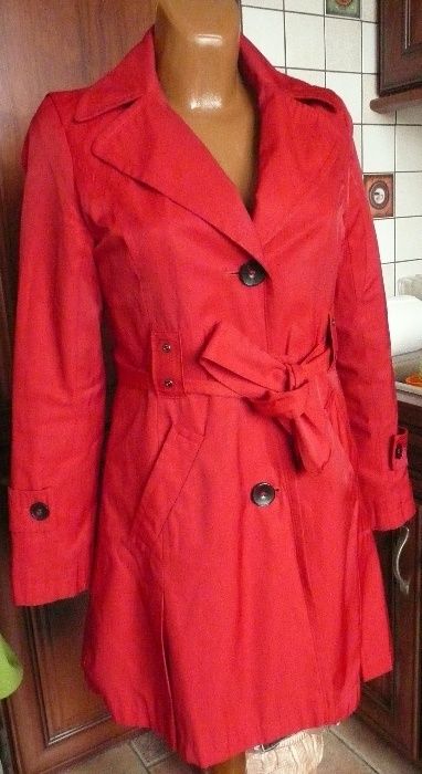 DKNY czerwony płaszcz DONNA KARAN 36 38 płaszczyk