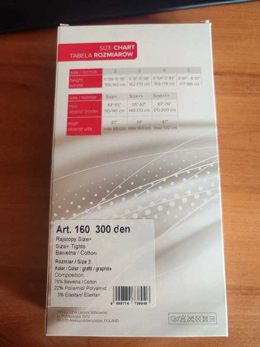 Grube rajstopy 300 den rozmiar 3 size+ bawełniane grafit Lida