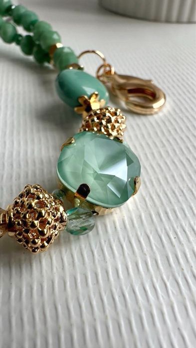 Кольє,чокер мʼятного кольору, зелений чокер