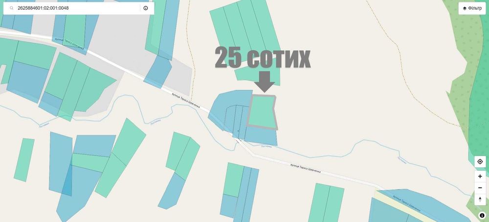 Продається ділянка 25с. під забудову.Інтернет.Світло,Газ,Асфальт.Посіч
