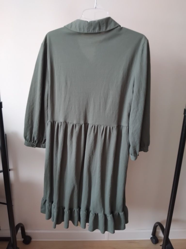 Sukienka Vero moda M khaki oliwkowy zielony wiskoza falbana