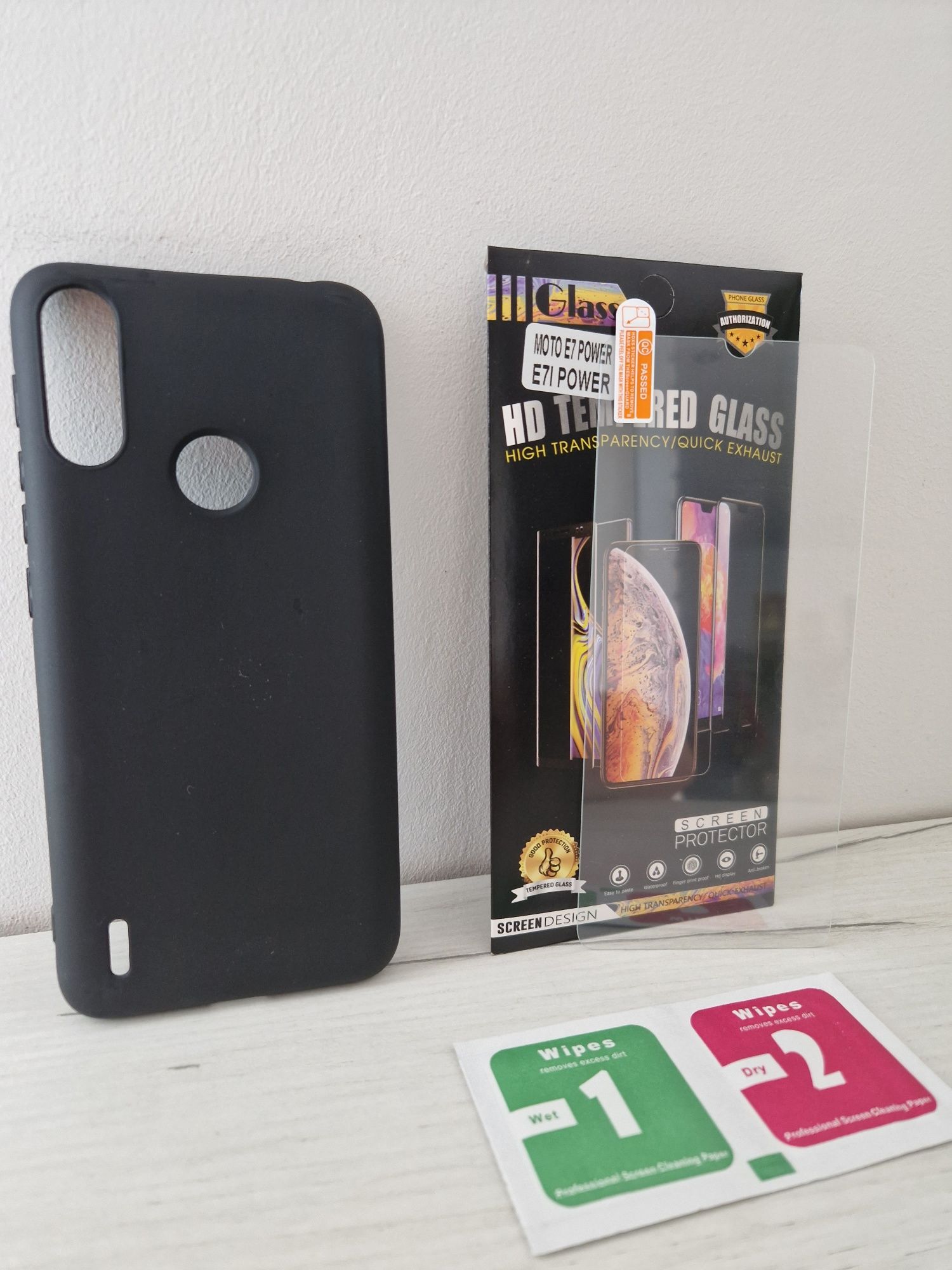 Back Case MATT do MOTOROLA MOTO E7 POWER/E7I POWER Czarny + szklo 2,5D