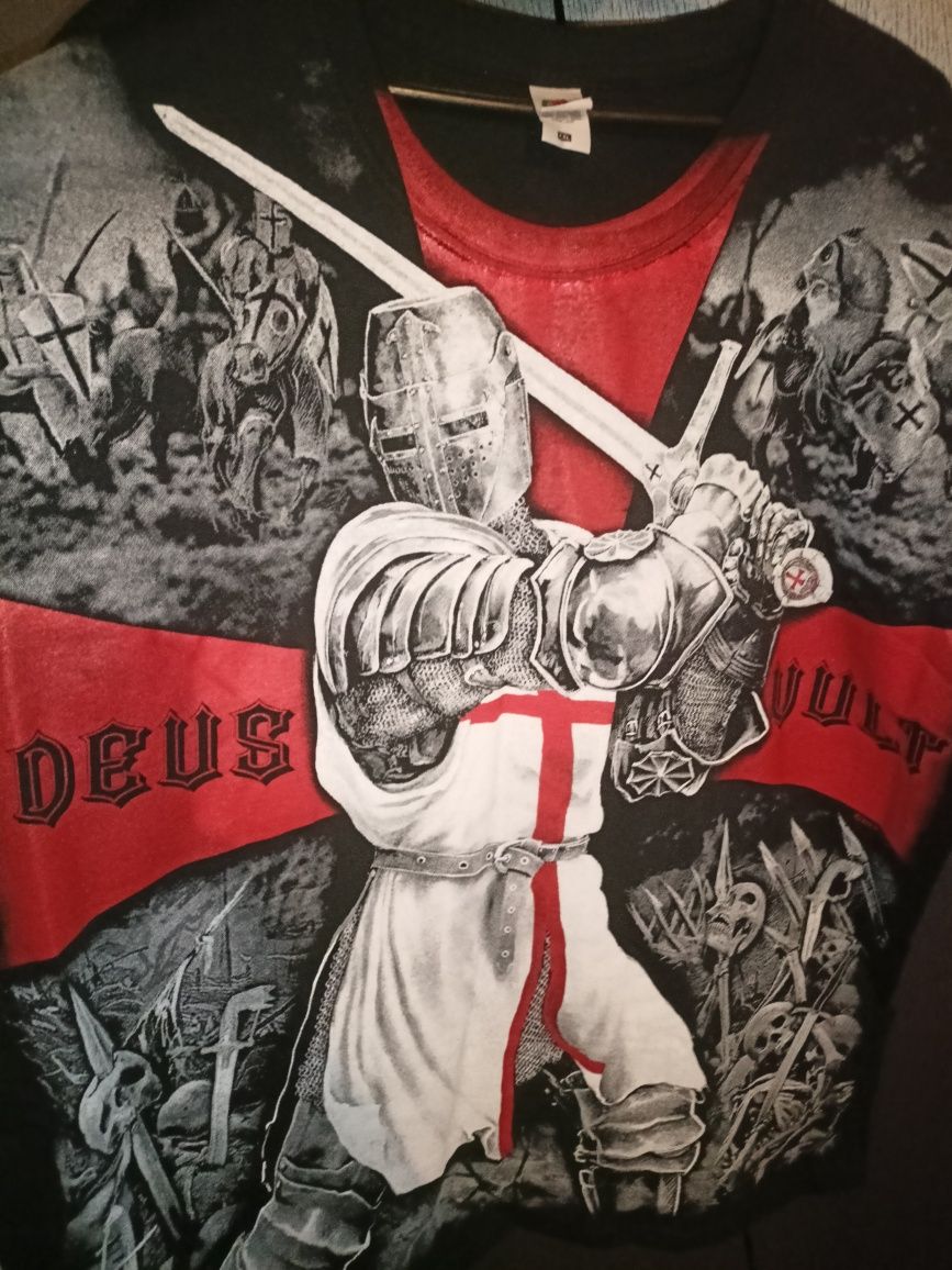 Koszulka patriotyczna Krzyżowiec Deus vult XXL 100% bawełna