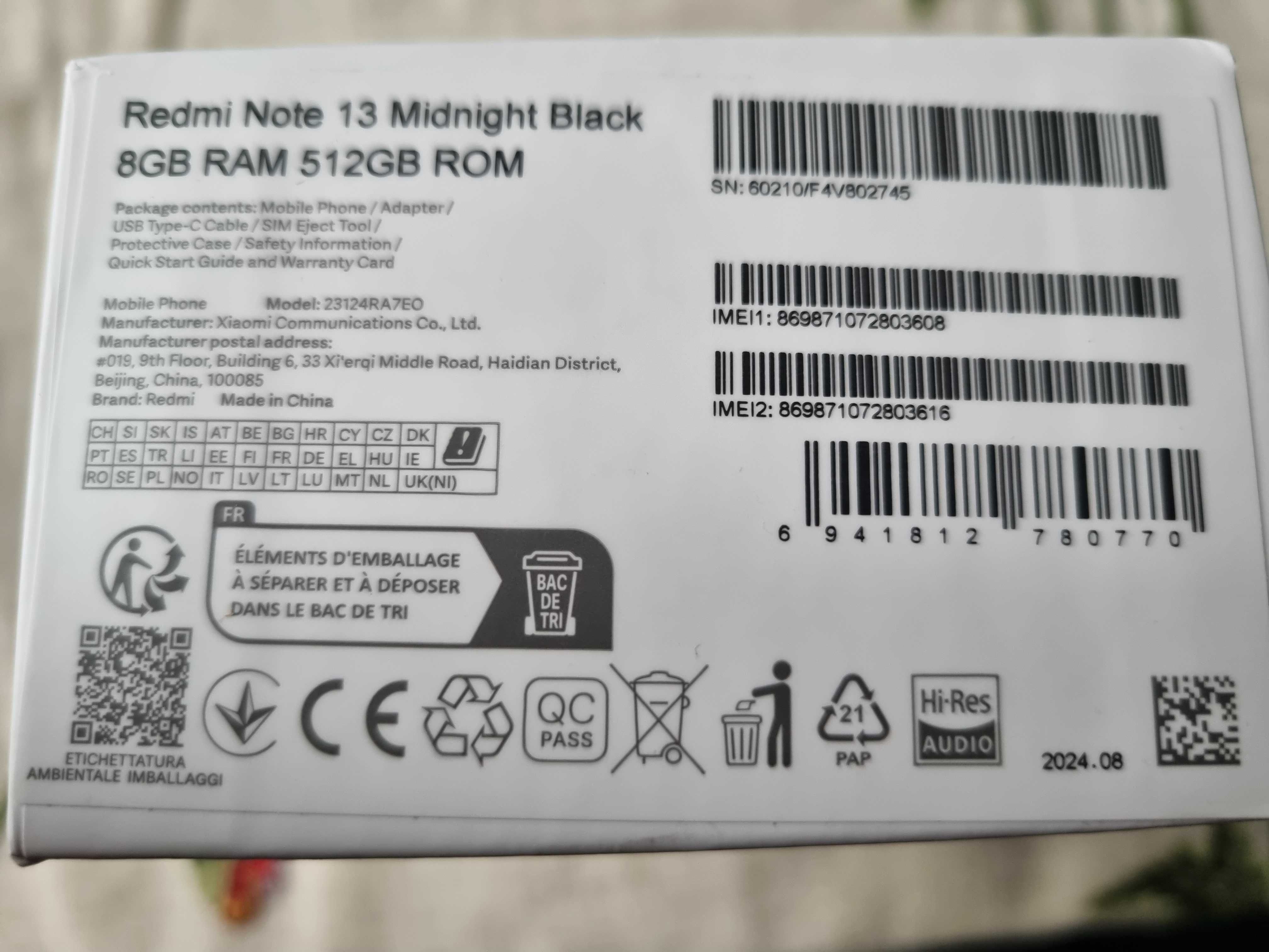 Redmi note 13 black 8/512GB