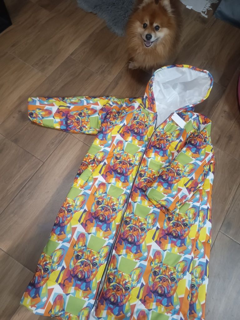 Długi damski płaszcz w buldogi Jaskolska buldok l xl xxl