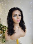 Peruka z włosów naturalnych Edyta 45cm naturalna czerń fala lacefront