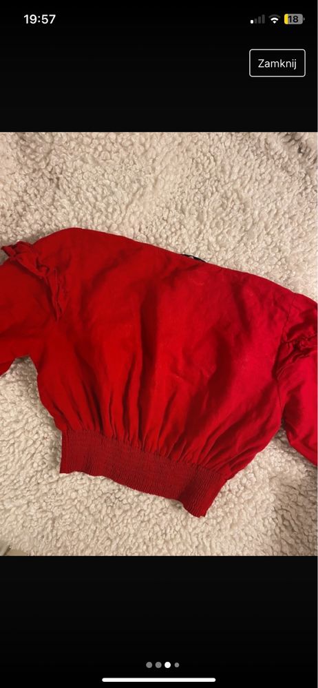 Czerwony top/ hiszpanka Zara lniany r.S