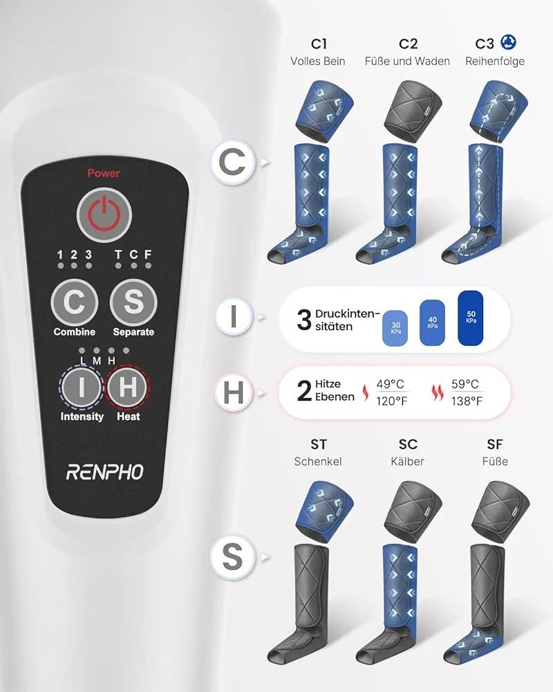 RENPHO Urządzenie do masażu nóg z funkcją ogrzewania