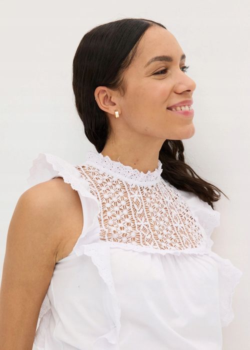 B.P.C top biały z ażurowym wzorem bawełniana ^48/50