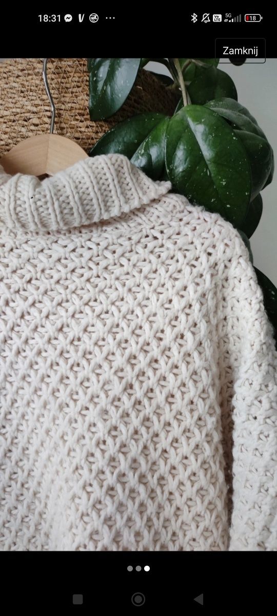 Dziergane sweterkowe ponczo dziewczęce
