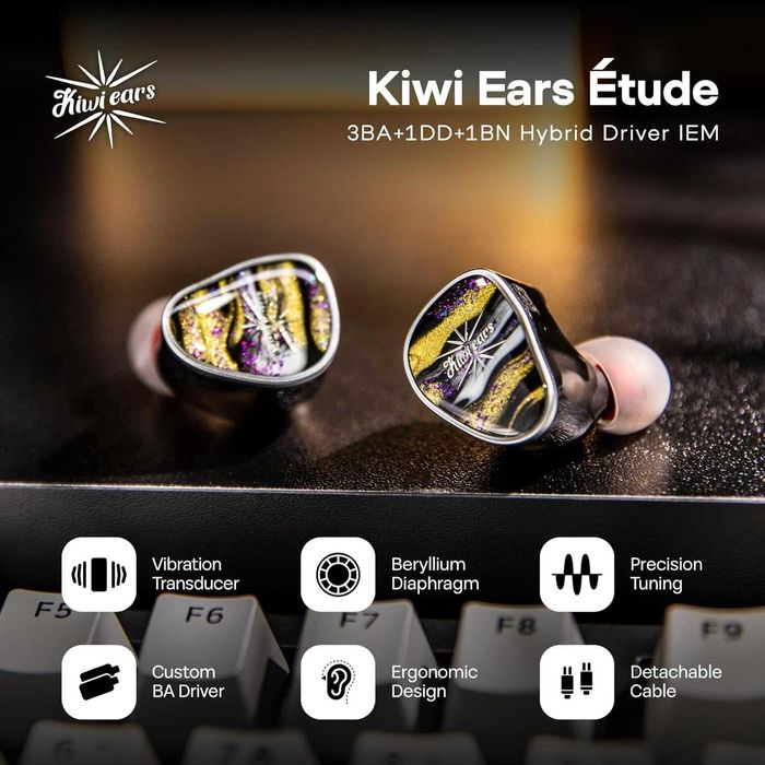 ‼️ Kiwi Ears Étude - гибридные IEM's наушники (1DD + 3BA + 1BN)