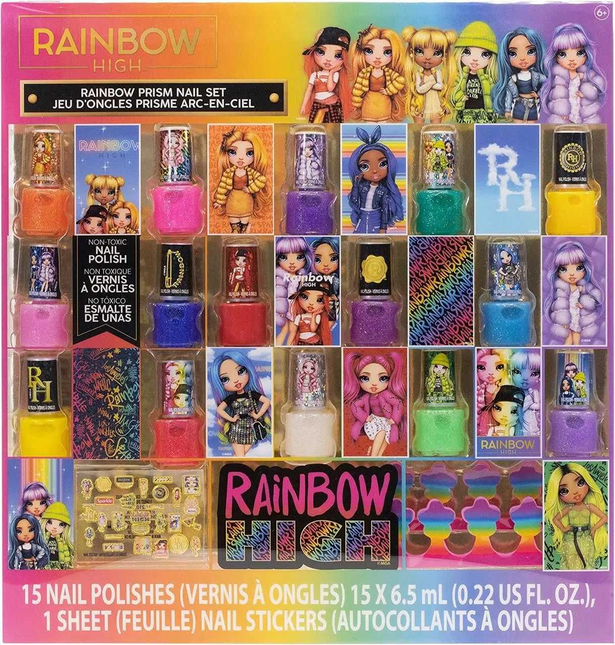 Набор лак для ногтей 15 штук для девочек Rainbow High Townley Girl