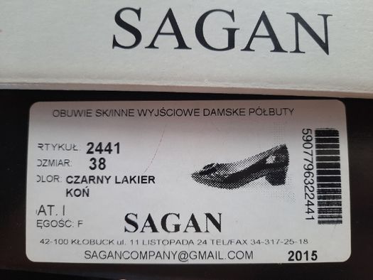 Czółenka damskie lakierki Sagan 2441 r.38