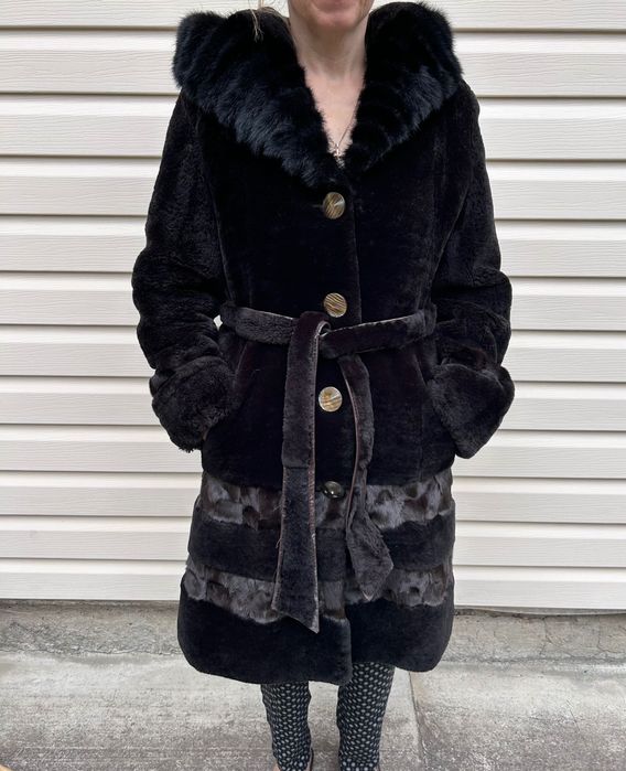 Шуба мутон + норка, S-M