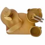 Conjunto de refeição em silicone amarelo