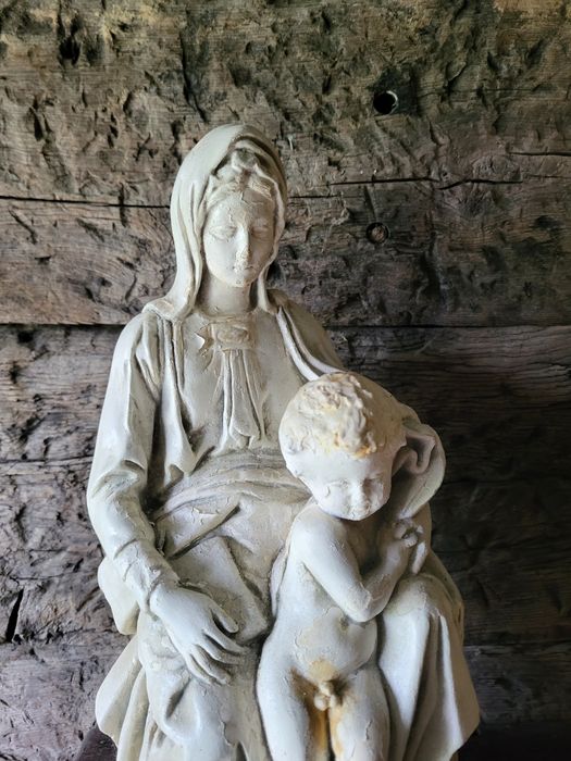 Stara gipsowa figurka Maryja Matka Boża Pan Jezus