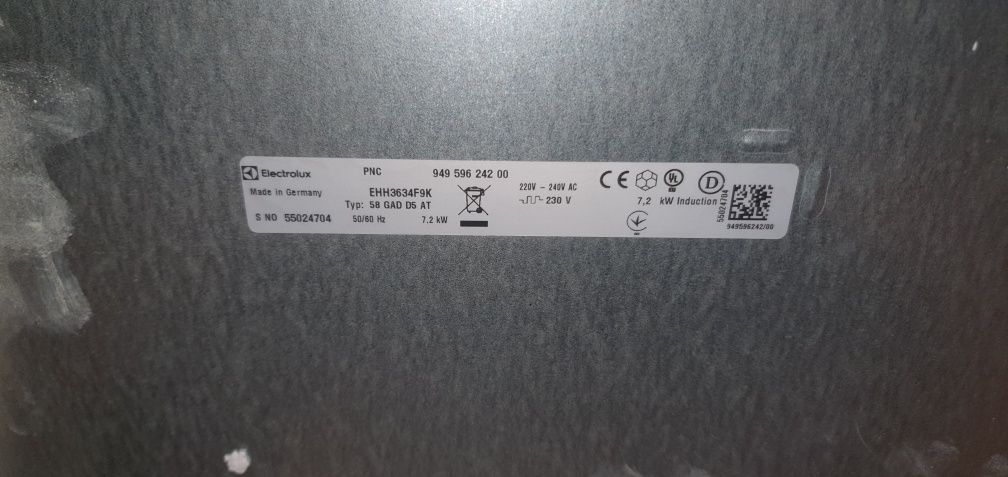 Płyta indukcyjna Electrolux EHH3634F9K do użytku  lub na czesci