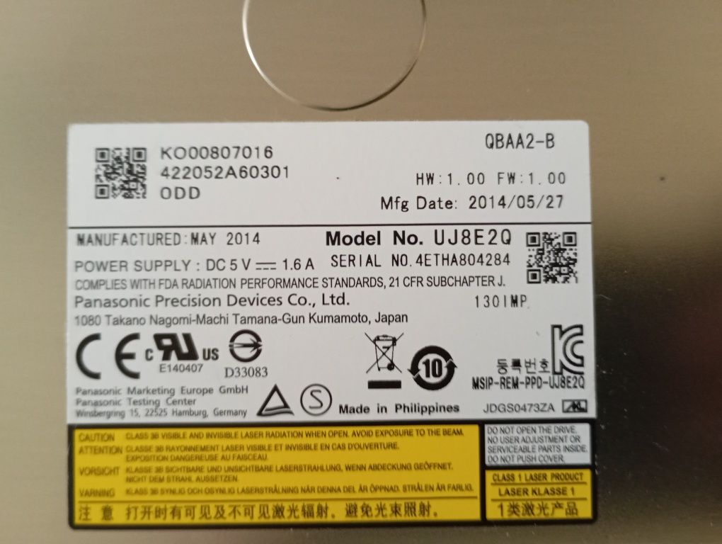 Nagrywarka Panasonic UJ8E2Q