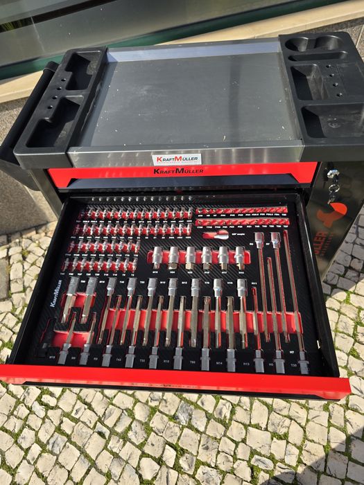 Kit par oficina carrinho de 7 gavetas e macaco e preguiças novos