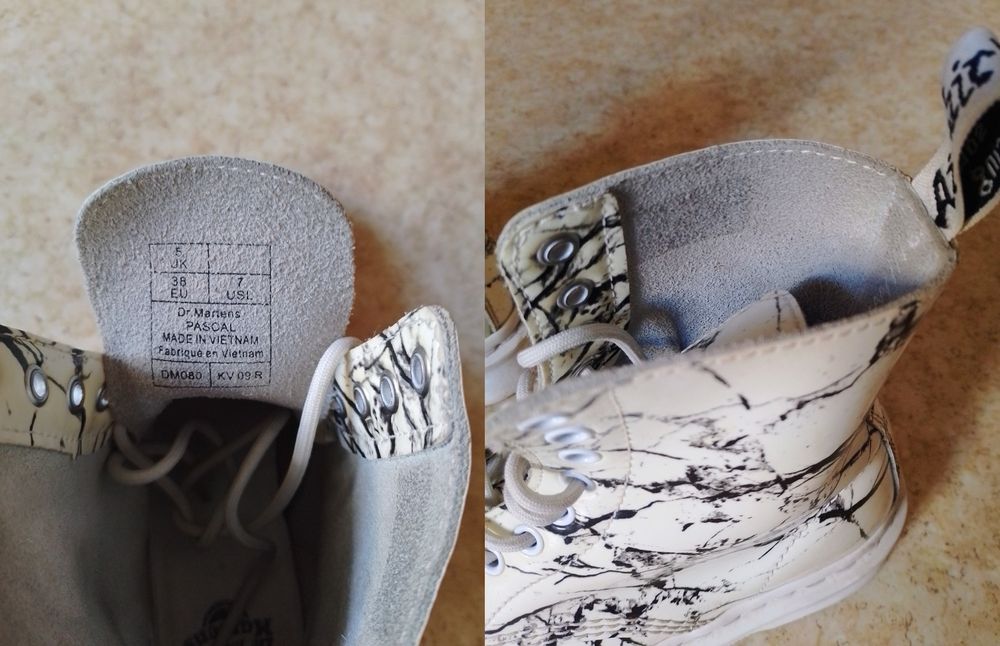 Ботинки берцы Доктор Мартинс. PASCAL MARBLE in White Dr. Martens