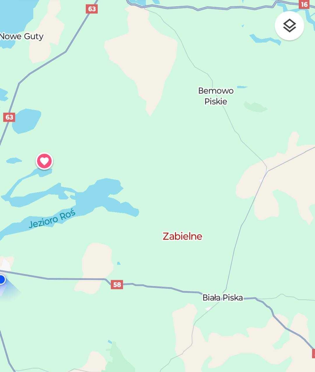 Nieduża działka siedliskowa we wsi Zabielne 4 km od jeziora Roś