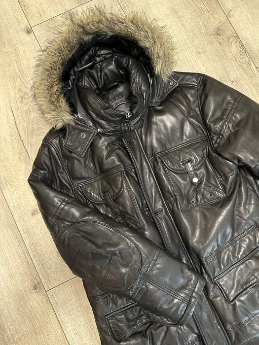 Кожаный пуховик