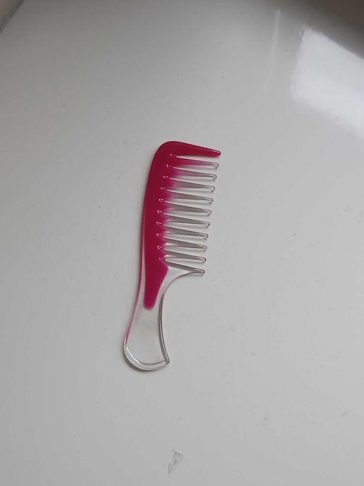 Grzebień do włosów z rączką szeroki różowy mały podręczny dla lalek