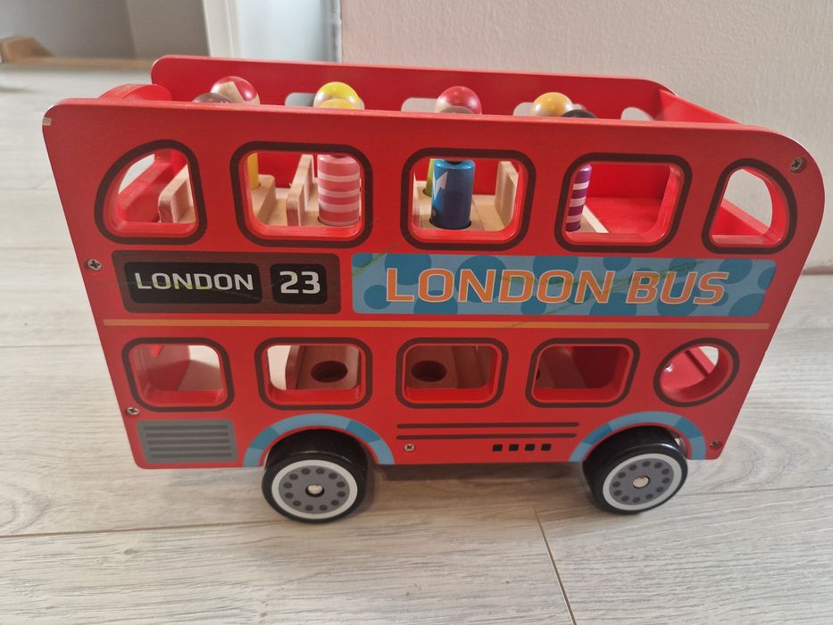 Tooky toy autobus London figurki drewniany+ budynki