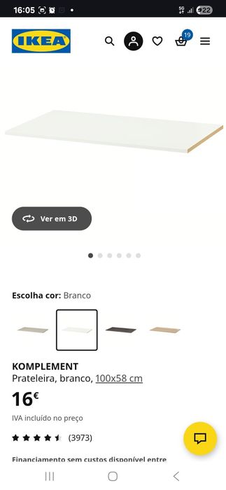 Prateleiras Komplement para Roupeiro PAX Ikea 100×60