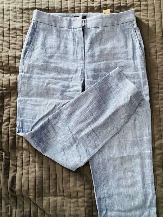Spodnie len bawełna Massimo Dutti S