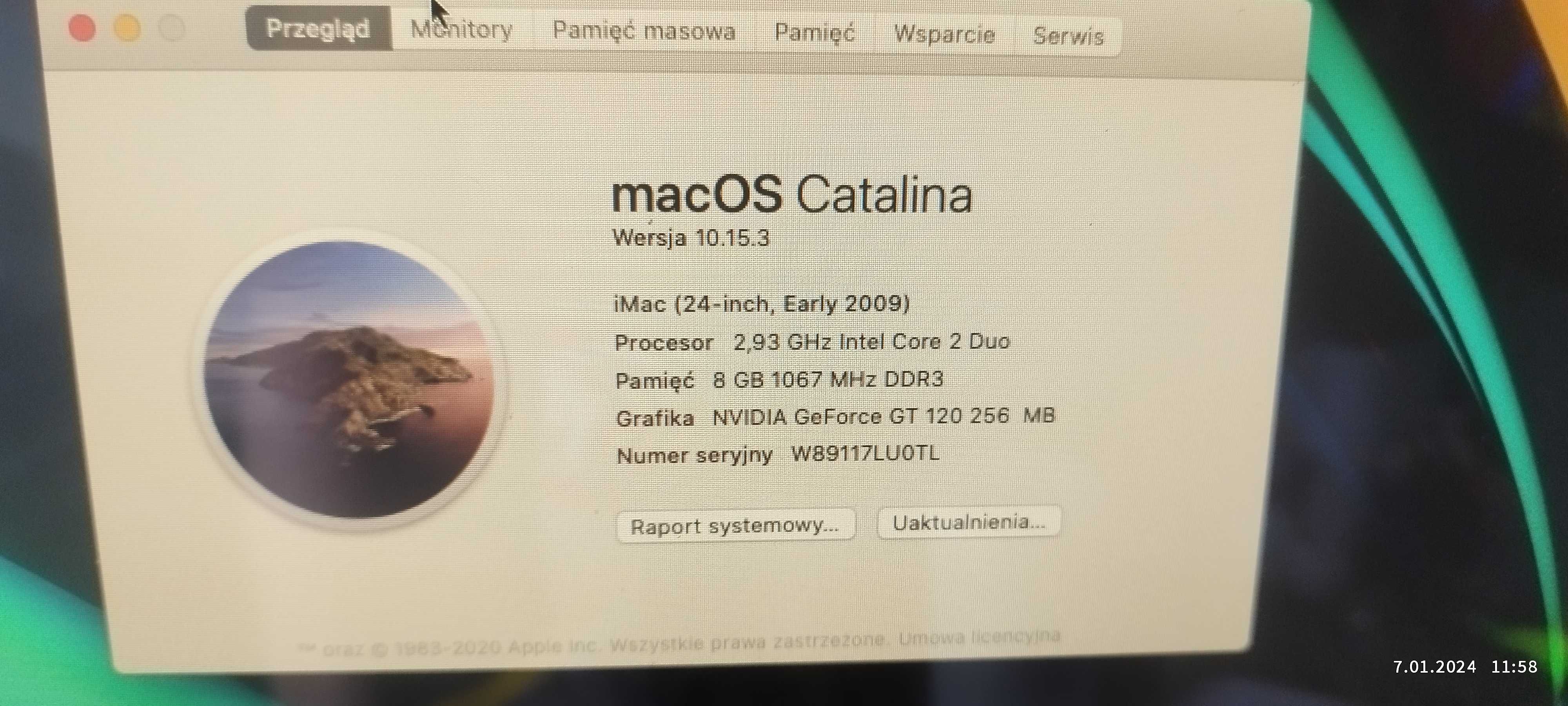 Imac 2009 24 cali dysk 640gb ram 8gb