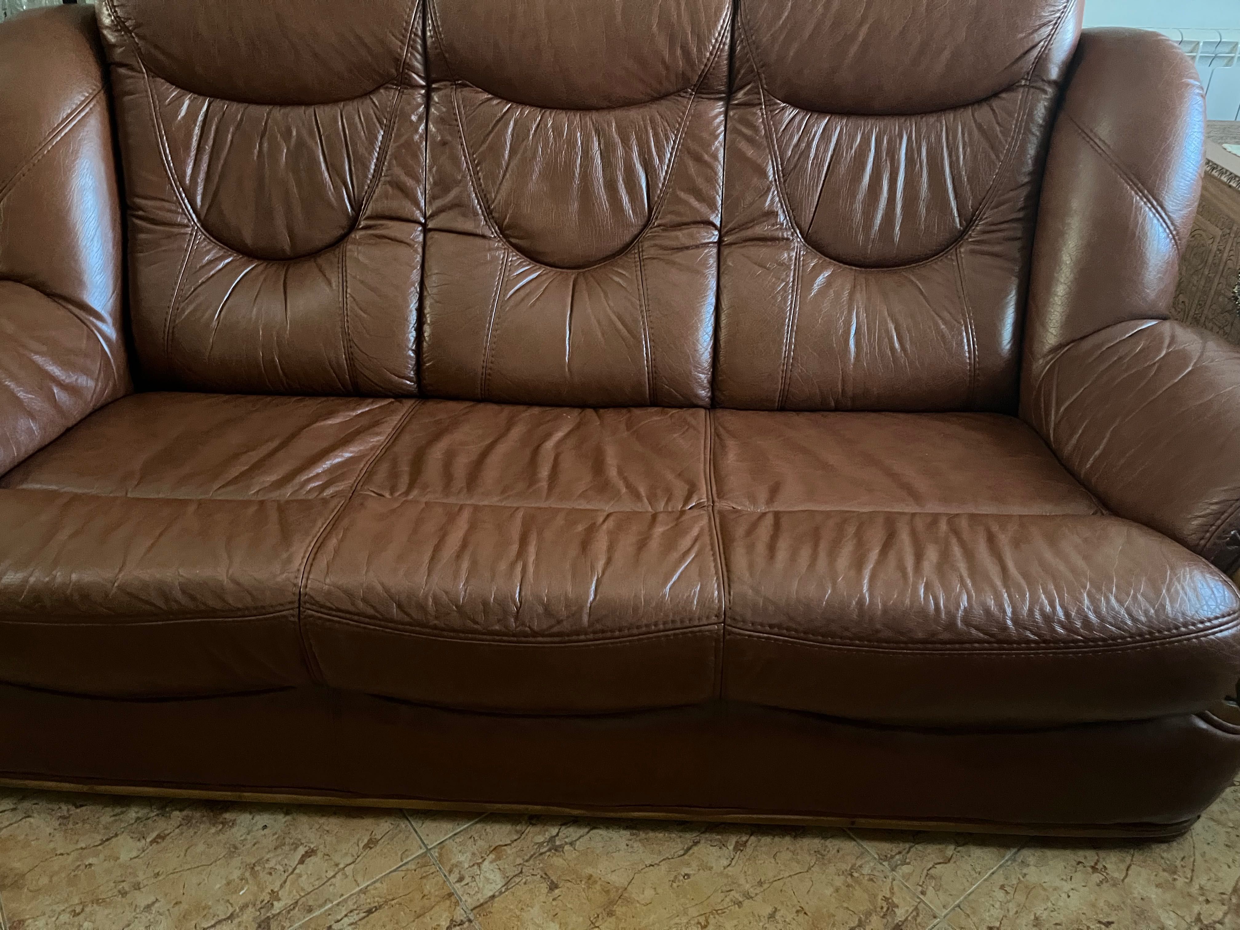 Conjunto de Sofá em Pele Verdadeira