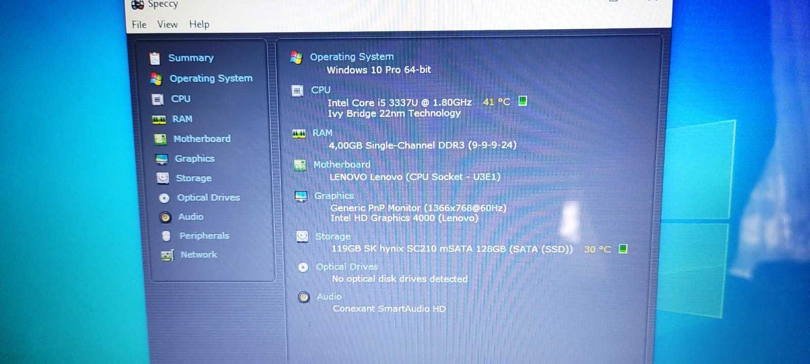 Lenovo U310/13,3 cali/Intel i5/Win 10/Dysk SSD