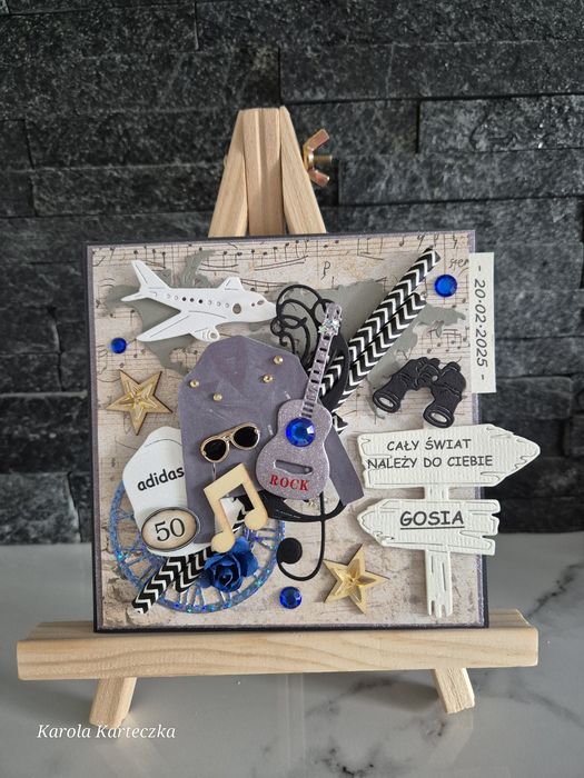 Kartka 18/30/40/50/60 Rock, podróże. Urodzinowa 3D