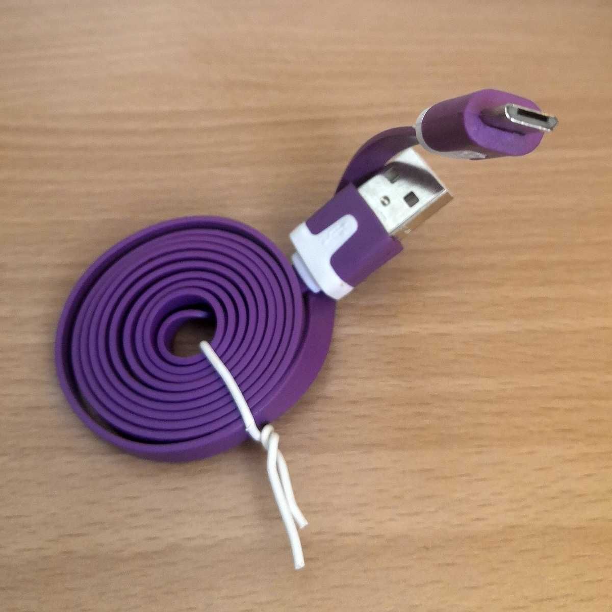 Kabel Micro USB - USB Płaski Fiolet