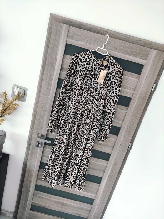 Sukienka MIDI w panterkę h&M premium roz 40