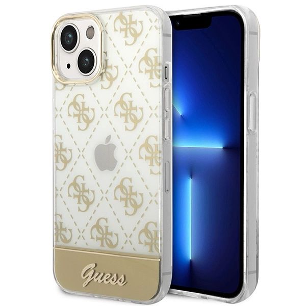 Etui Guess 4G Pattern Script Na Iphone 14 Plus - Złote