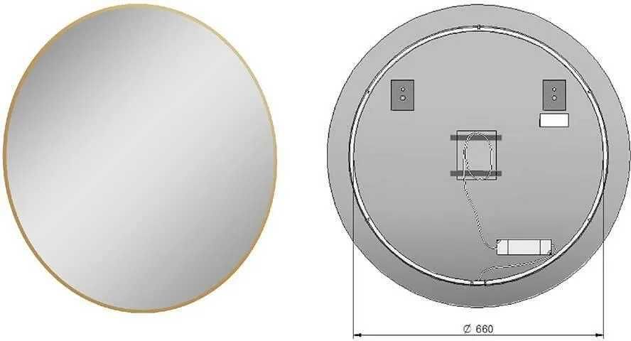 Lustro LED okrągłe 80 cm czarna rama podświetlane nowe Elita Sharon