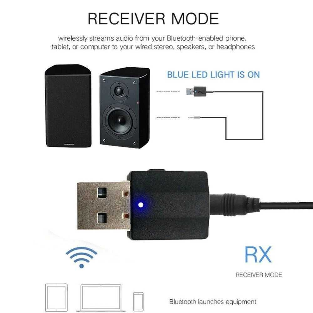 Receptor & Transmissor Áudio Bluetooth USB Jack 3.5mm p/ TV, PC, Carro