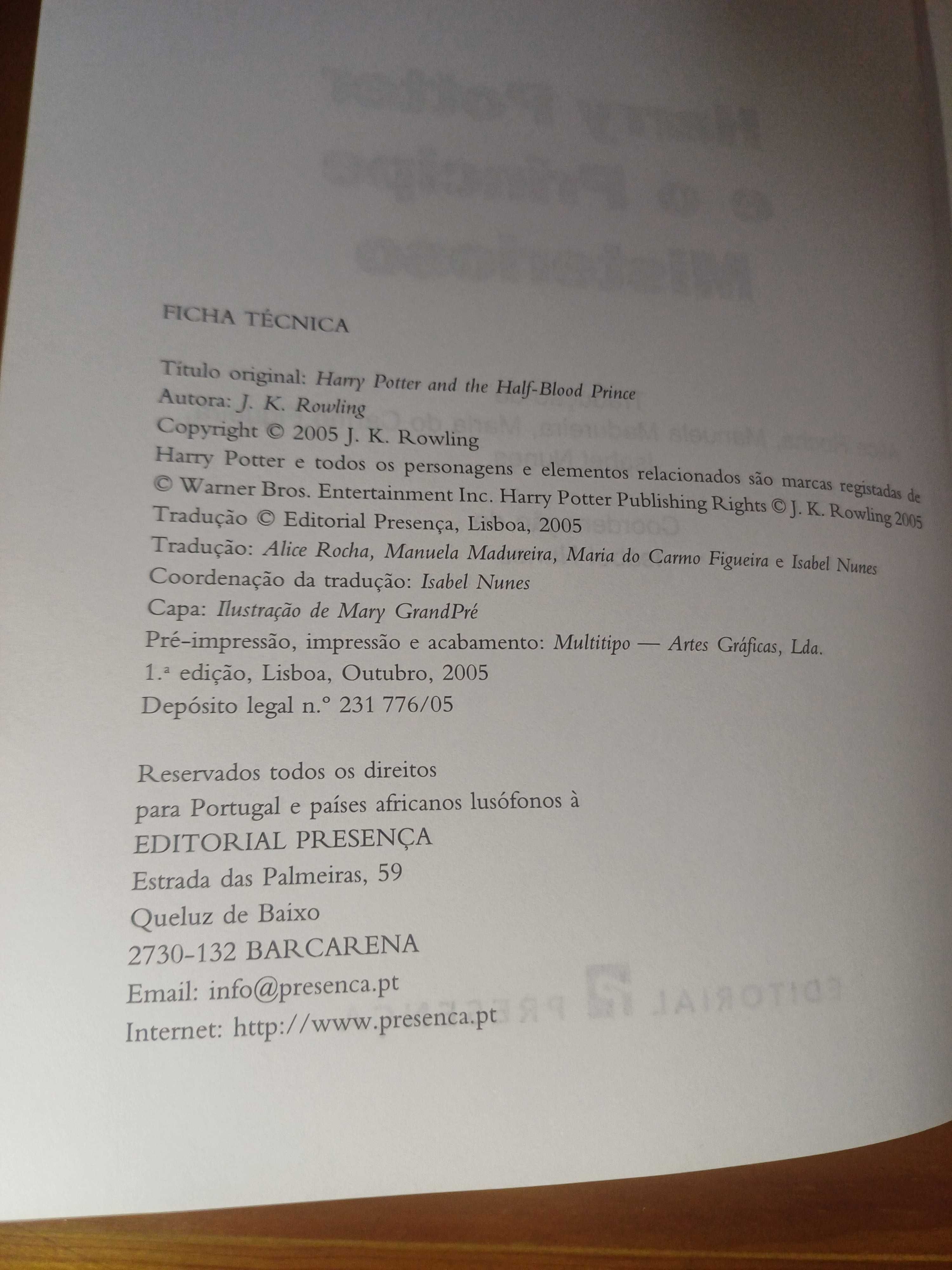 Livro do Harry Potter e o Príncipe Mesterioso - 1° Edição