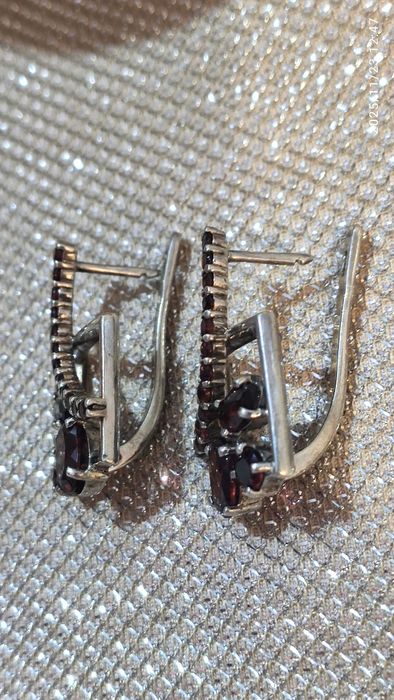 Серьги серебро, гранаты, винтаж, сережки срібні, вінтаж