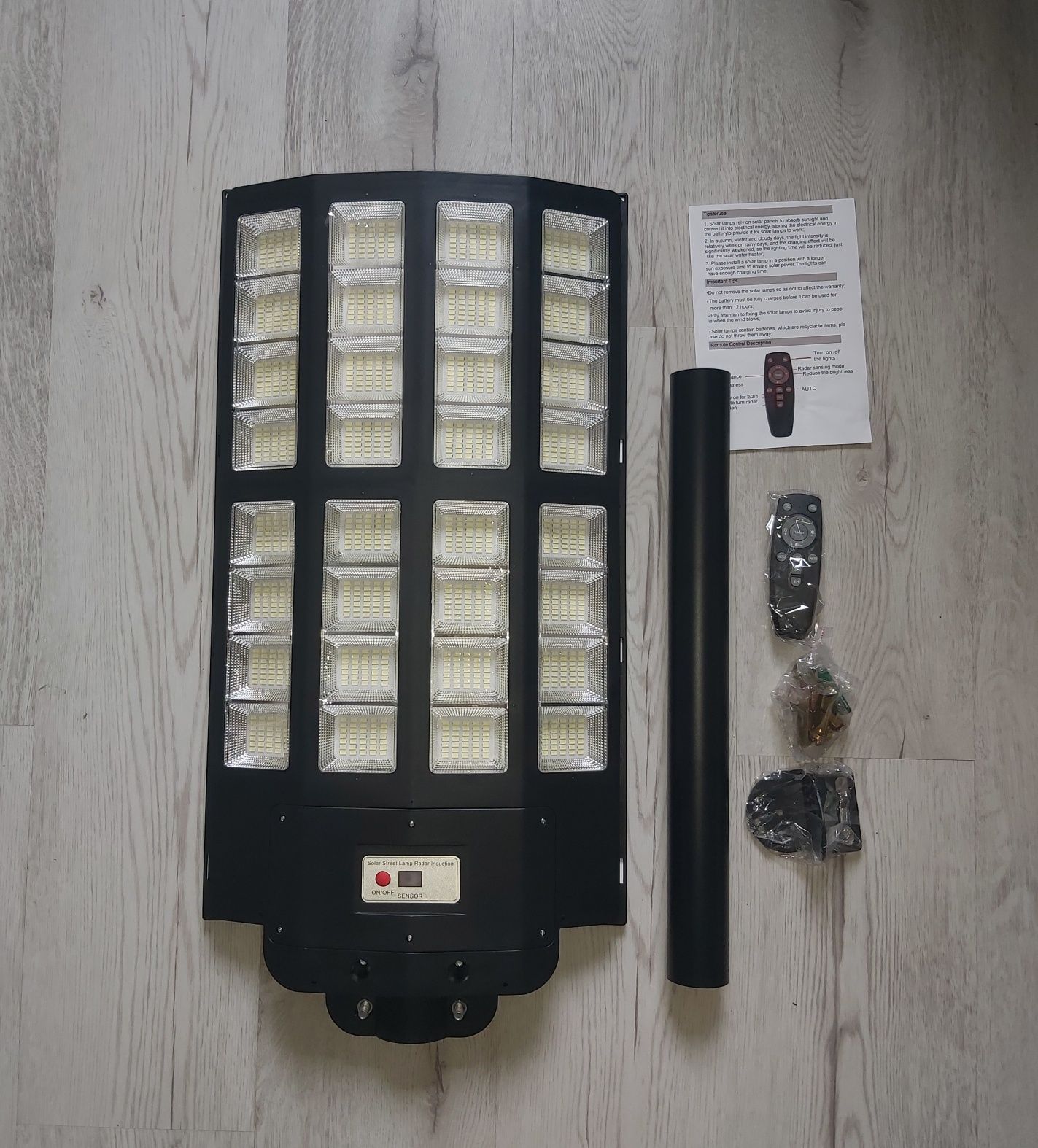 MEGA duża solarna lampa uliczna Led CZUJNIK RUCHU panel 60cmx35cm