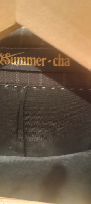 Garnitur męski trzyczęściowy 46/170 czarny w prążki Summer Cha/stan id
