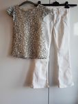 Cudny zestaw:) jeansy flare koronkowa bluzeczka H&M roz 134