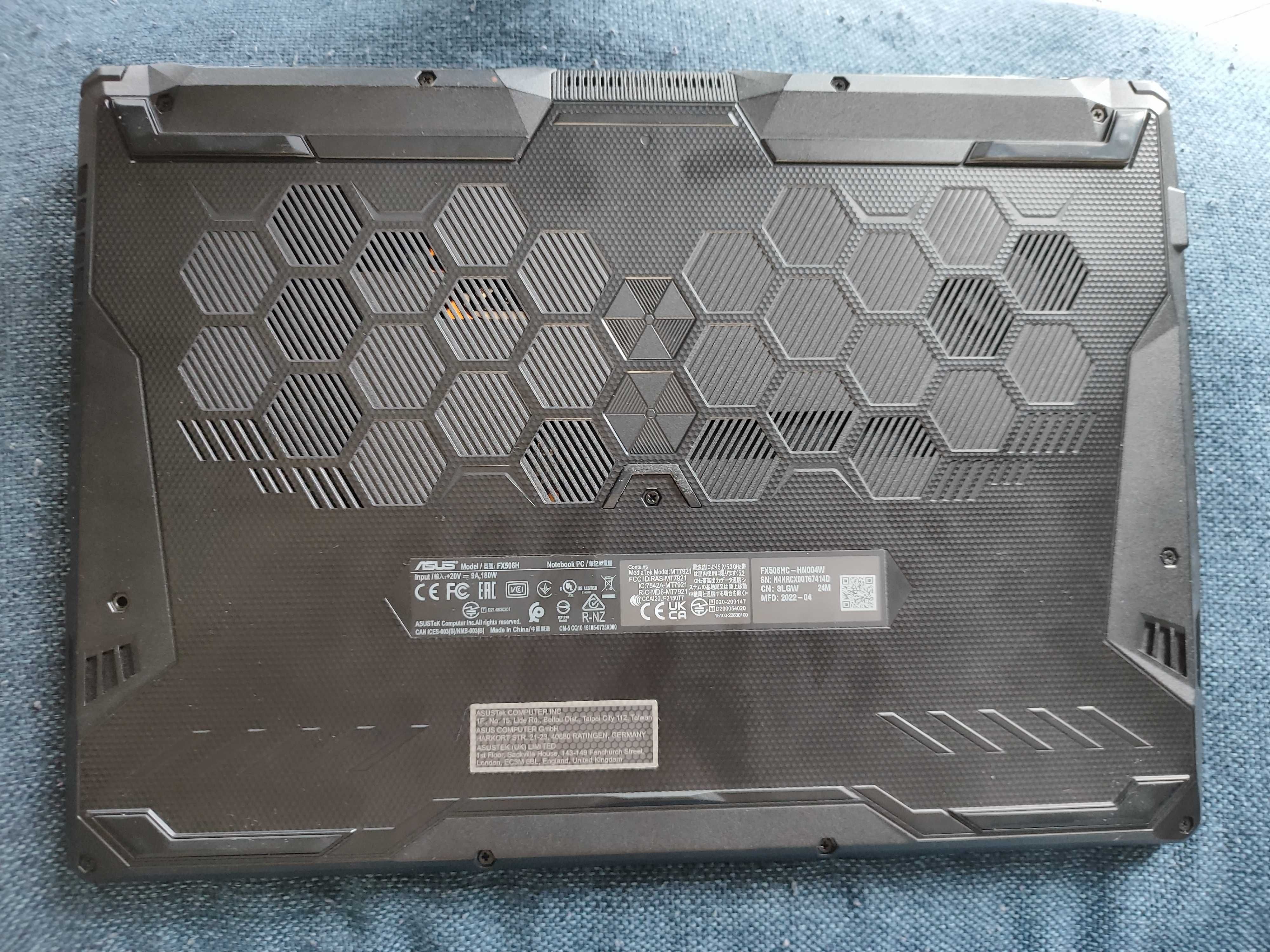 Laptop ASUS TUF Gaming F15 FX506HC [uszkodzona karta WiFi?]