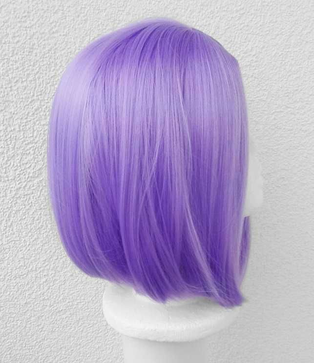 Fioletowa krótka peruka bez grzywki z przedziałkiem bob cosplay wig
