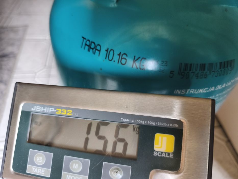 Butla gazowa 11kg z PRAWIE POŁOWĄ gazu propan-butan, stan JAK NOWA!