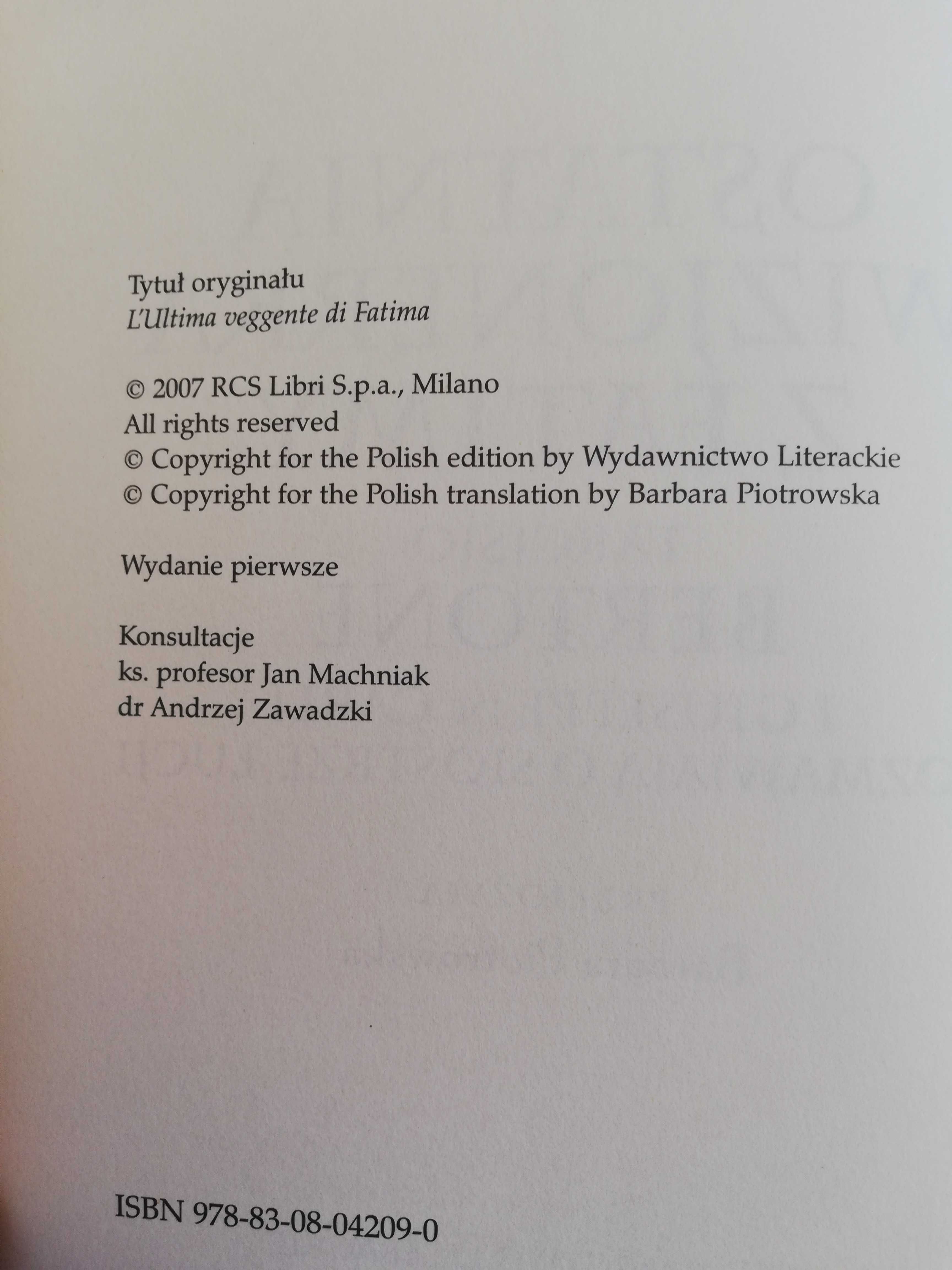 Ostatnia wizjonerka z Fatimy - Tarcisio Bertone / Giuseppe de Carli