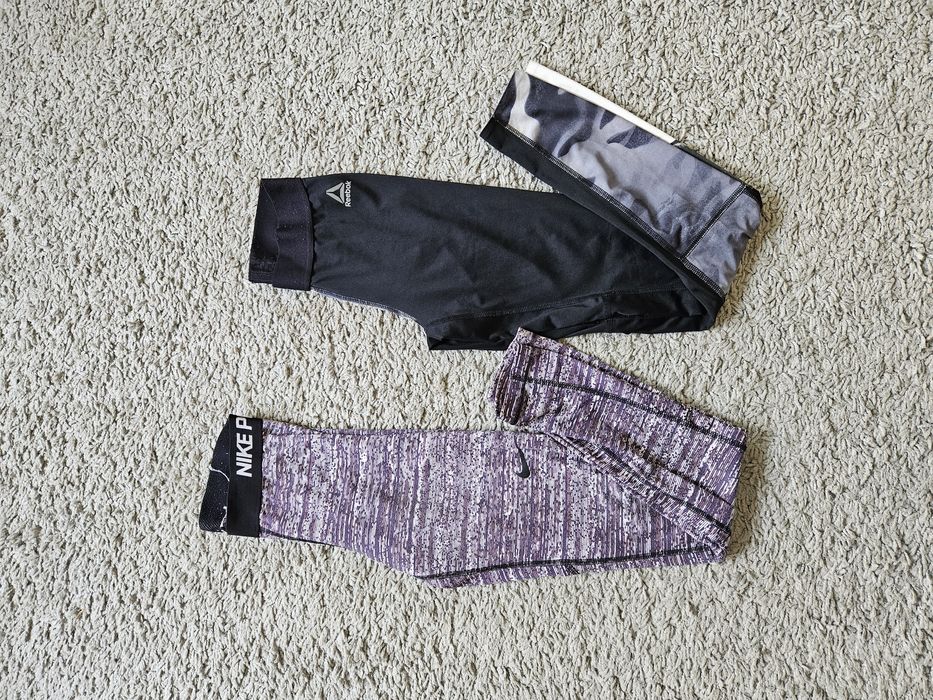 Legginsy 2 szt damskie XS Nike Reebok getry sportowe zestaw